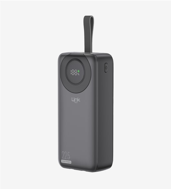 LinkTech LPB-P223 Strong 30000mAh 22.5W Siyah Powerbank - Dijital Ekranlı, PD Hızlı Şarj, Çift USB Çıkış, Dahili Kablolu