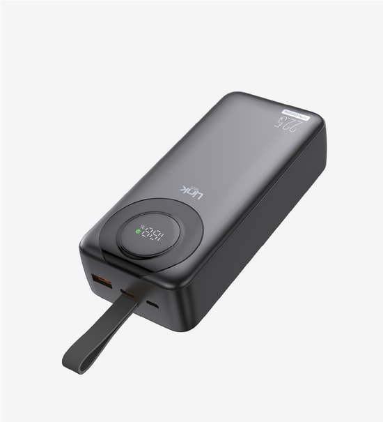 LinkTech LPB-P223 Strong 30000mAh 22.5W Siyah Powerbank - Dijital Ekranlı, PD Hızlı Şarj, Çift USB Çıkış, Dahili Kablolu