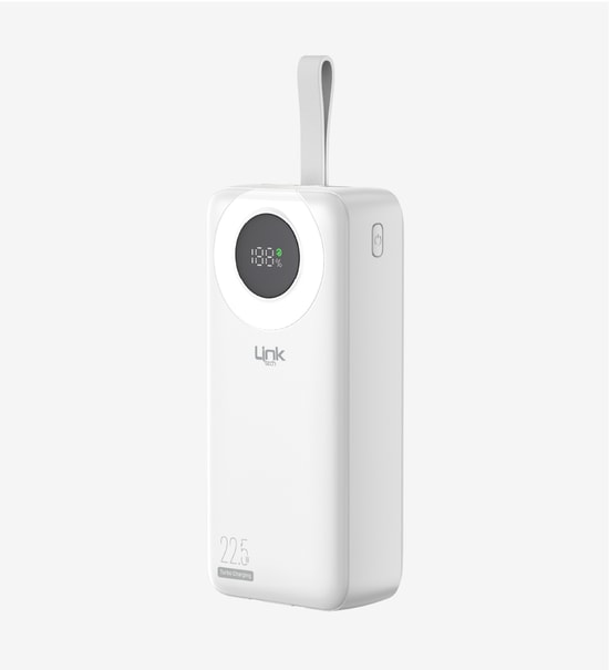 LinkTech LPB-P223 Strong 30000mAh 22.5W Siyah Powerbank - Dijital Ekranlı, PD Hızlı Şarj, Çift USB Çıkış, Dahili Kablolu