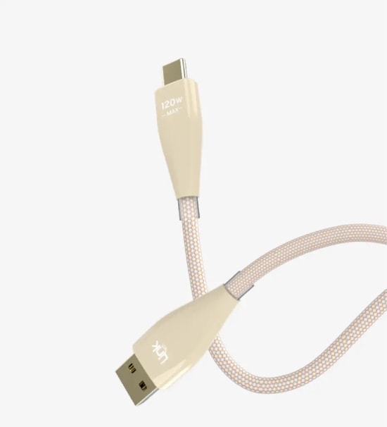 Linktech LCA-K691 Safe 120W USB-A'dan Type-C Krem Şarj ve Data Kablosu - 5A, 1200mm, Hızlı Şarj ve Data Transfer