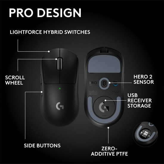 Logitech G PRO X Superlight 2 SE Siyah Kablosuz Oyuncu Mouse - HERO 2 Sensör, LIGHTSPEED, 44000 DPI (910-007553)