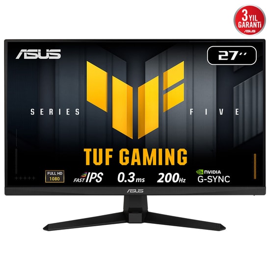 Asus TUF Gaming VG279Q5A 27" 200Hz 0.3ms Fast IPS Oyuncu Monitör - Full HD, 300cd, HDMI, DP, G-Sync, 4W Hoparlör, VESA