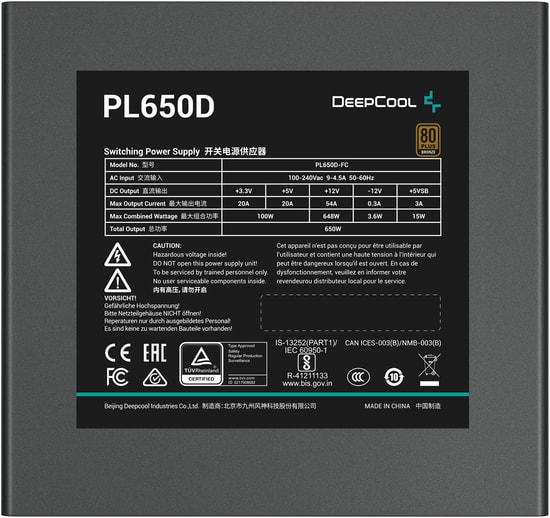DeepCool PL650-D 650W 80+ Bronze ATX 3.0 Güç Kaynağı - 12V HPWR, Aktif PFC, Tayvan Kapasitörlü, Düşük Gürültü