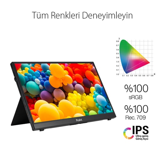 Asus ProArt PA148CTV 14" Taşınabilir Dokunmatik Monitör - IPS, FHD, 60hz, 5ms, 300cd, USB-C, Calman Verified, %100 sRGB