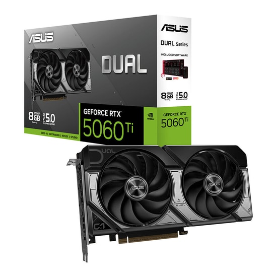 Asus Dual RTX 5060 Ti 8GB GDDR7 Ekran Kartı - 2572 MHz, 128 Bit, DLSS 4, HDMI 2.1b, 3x DP 2.1b, Axial Fan, VR Desteği