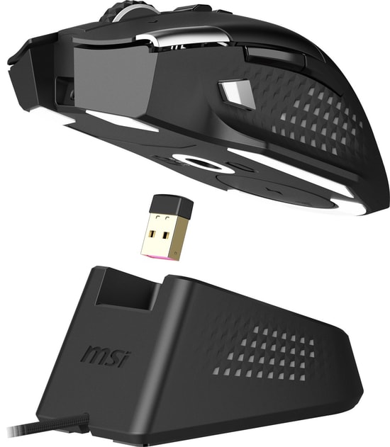 MSI Versa Pro W Kablosuz Oyuncu Mouse + Mouse Dock Pro - 26000 DPI, 1ms, 97g, PixArt 3395, Omron Switch, RGB, Siyah