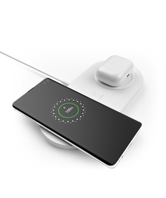 Belkin WIZ002VFWH 10W İkili Hızlı Kablosuz Şarj Cihazı - Beyaz Renk, iPhone & Android Uyumlu, Qi Sertifikalı