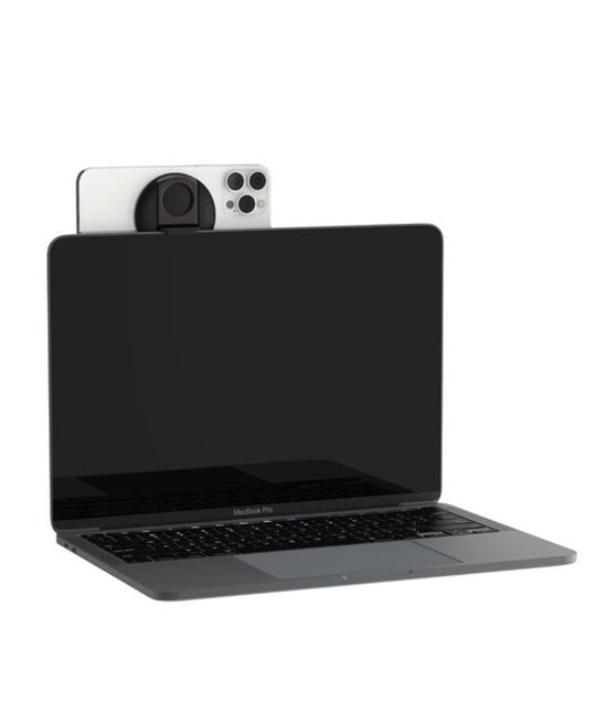 Belkin MagSafe Uyumlu MacBook Kamera Montaj Aparatı (MMA006BTBK) - Siyah, Güvenli Tutuş, iPhone Webcam Desteği