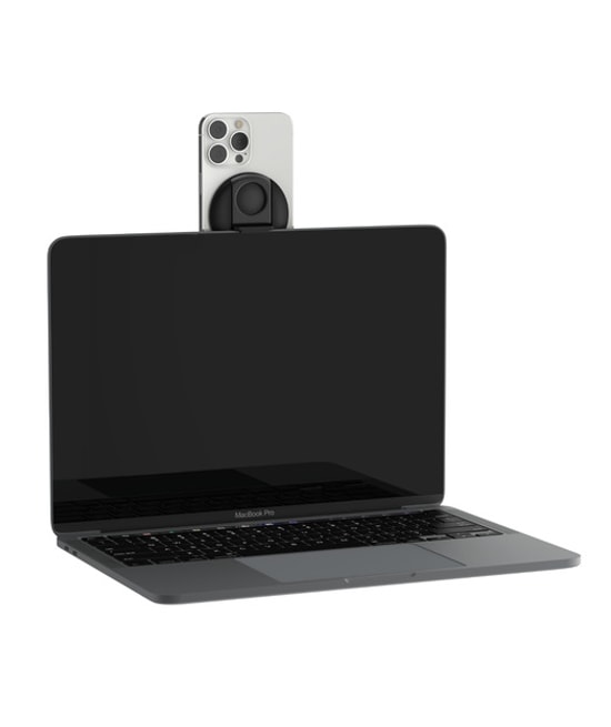 Belkin MagSafe Uyumlu MacBook Kamera Montaj Aparatı (MMA006BTBK) - Siyah, Güvenli Tutuş, iPhone Webcam Desteği