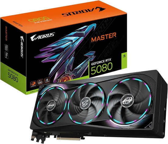 GIGABYTE RTX 5080 Aorus Master 16GB Ekran Kartı (GV-N5080AOR-M-16GD) - GDDR7, 256 Bit, Ray Tracing, DLSS 4, HDMI 2.1