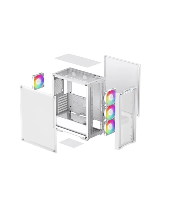 DeepCool CC560 MESH V2 Beyaz Mid-Tower ATX Oyuncu Kasası - 4xLED Fan, Mesh Ön Panel, Temperli Cam, Geniş Hava Akışı