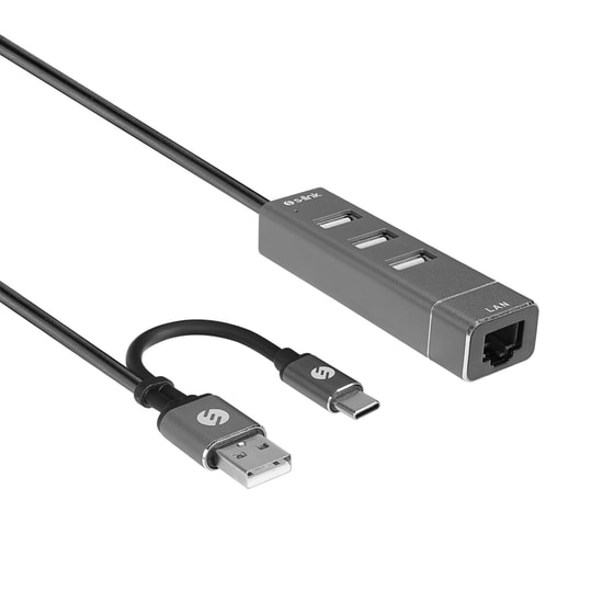 S-Link SW-U222 Type-C & USB 2.0 Ethernet Dönüştürücü Adaptör - 10/100Mbps, 3x USB A Çıkış, Tak Çalıştır, Hızlı Bağlantı