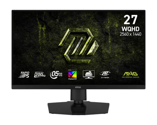 MSI MAG 274QPF E20 27" WQHD 200Hz 0.5ms Rapid IPS Premium Oyuncu Monitörü - 2560x1440, USB C 15W PD, Pivot, FreeSync
