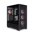 Aigo AIRNOVA Siyah 850W 80+ Bronze E-ATX Mid Tower Kasa - 7 ARGB Fanlı, Güçlü Hava Akışı, Geniş Hacim, Siyah Tasarım