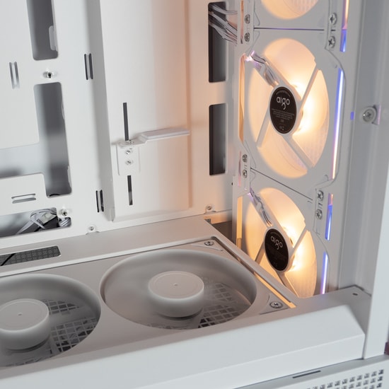 Aigo AIRNOVA Beyaz 850W 80+ Bronze E-ATX Mid Tower Kasa - 7 ARGB Fanlı, Beyaz Tasarım, Güçlü Hava Akışı, Geniş Hacim