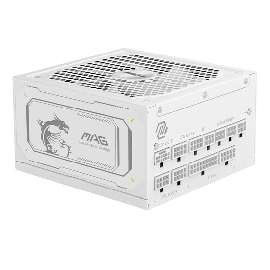 MSI MAG A1000GL PCIE5 Beyaz 1000W 80+ Gold Güç Kaynağı - ATX 3.1, PCIe 5.1, Tam Modüler, Düşük Ses, Beyaz Tasarım
