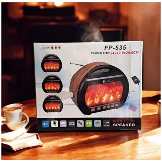 Nettech Epe FP-535 Şömine Görünümlü Nostaljik Radyo Hoparlör (NT-115914) - Bluetooth, Kahverengi, USB, Şömine Efekti