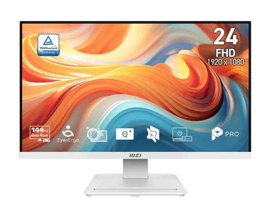 MSI PRO MP241W E14V 23.8" Full HD 144Hz 1ms FreeSync Beyaz VA Monitör - 1920x1080, HDMI, DisplayPort, Flicker Free, Vesa