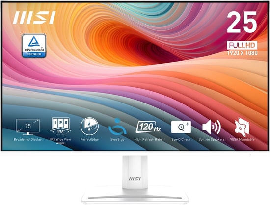 MSI PRO MP251W E2 24.5" FHD 120Hz 1ms IPS Adaptive Sync Monitör - 1920x1080, 300cd, HDR Ready, HDMI, DisplayPort, Vesa
