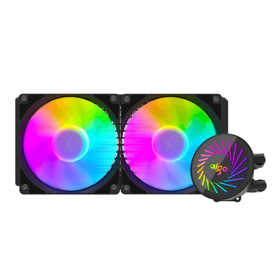 AIGO DCS240 Siyah ARGB 240mm Sıvı Soğutucu - LGA1700/1851 AM5 Uygun, 2x120mm ARGB Fan, Etkili İşlemci Soğutma