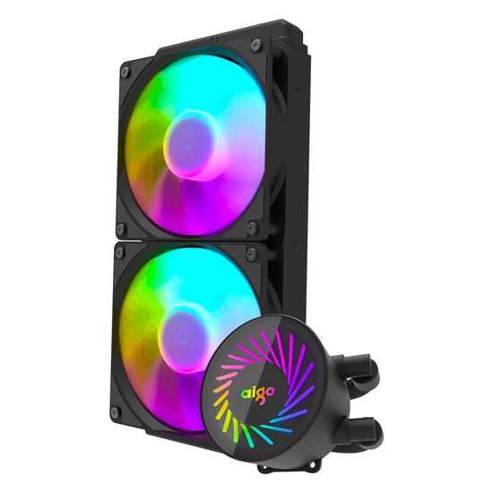 AIGO DCS240 Siyah ARGB 240mm Sıvı Soğutucu - LGA1700/1851 AM5 Uygun, 2x120mm ARGB Fan, Etkili İşlemci Soğutma