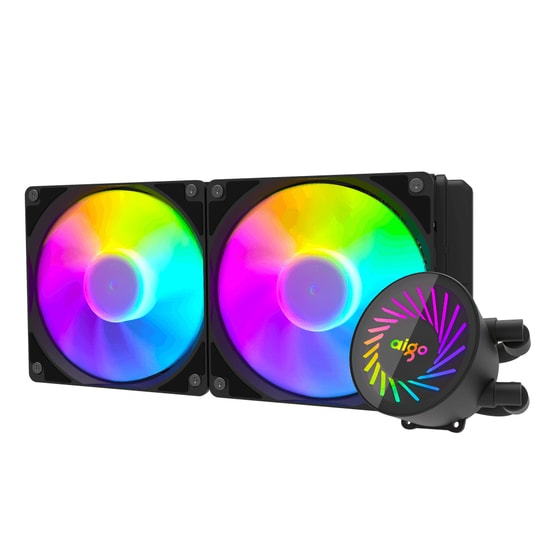 AIGO DCS240 Siyah ARGB 240mm Sıvı Soğutucu - LGA1700/1851 AM5 Uygun, 2x120mm ARGB Fan, Etkili İşlemci Soğutma