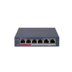 Hikvision DS-3E1106P-EI/M Smart POE Switch - 4 Port 10/100 Mbps PoE, 2 Uplink, 45W PoE Bütçe, Akıllı Yönetim, 300 Metre
