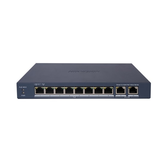 Hikvision DS-3E1310P-EI/M Smart POE Switch - 8 Port PoE, 2 Gigabit Uplink, 60W PoE Bütçe, Akıllı Yönetim, 300 Metre PoE