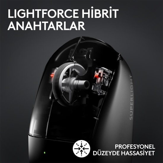 Logitech G PRO X Superlight 2 (910-006631) Siyah Kablosuz Oyuncu Mouse - 44000 DPI, 5 Tuş, 60g, Lightspeed, Hero Sensör