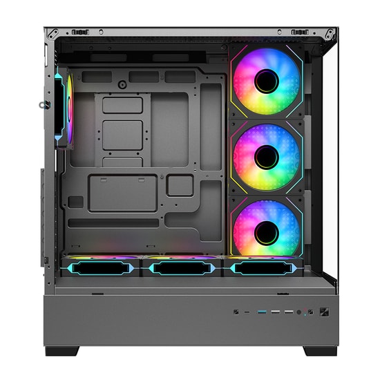 Frisby FC-9560G NOVA-X 650W 80+ ARGB Siyah Mid Tower Kasa - 7 Fan, E-ATX, Temperli Cam, USB 3.0, Type-C