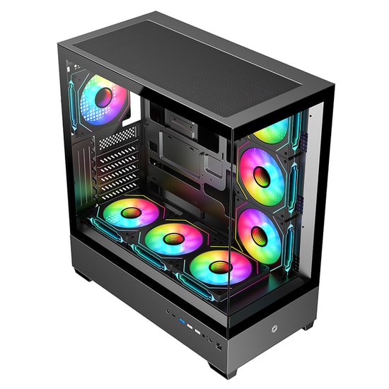 Frisby FC-9560G NOVA-X 650W 80+ ARGB Siyah Mid Tower Kasa - 7 Fan, E-ATX, Temperli Cam, USB 3.0, Type-C