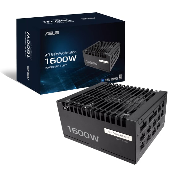 ASUS Pro WS 1600P ATX 3.1 PCIe 5.1 1600W Platinum PSU - Çift Ekran Kartı Desteği, AI İşlerine Uygun, Çift Rulmanlı Fan