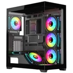 Frisby FC-9565G Dominator 650W 80+ ARGB Siyah Mid Tower Kasa - 7 Fan, E-ATX,  Temperli Cam, USB 3.0, Type-C