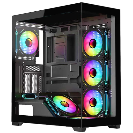 Frisby FC-9565G Dominator 650W 80+ ARGB Siyah Mid Tower Kasa - 7 Fan, E-ATX,  Temperli Cam, USB 3.0, Type-C