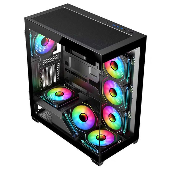 Frisby FC-9565G Dominator 650W 80+ ARGB Siyah Mid Tower Kasa - 7 Fan, E-ATX,  Temperli Cam, USB 3.0, Type-C