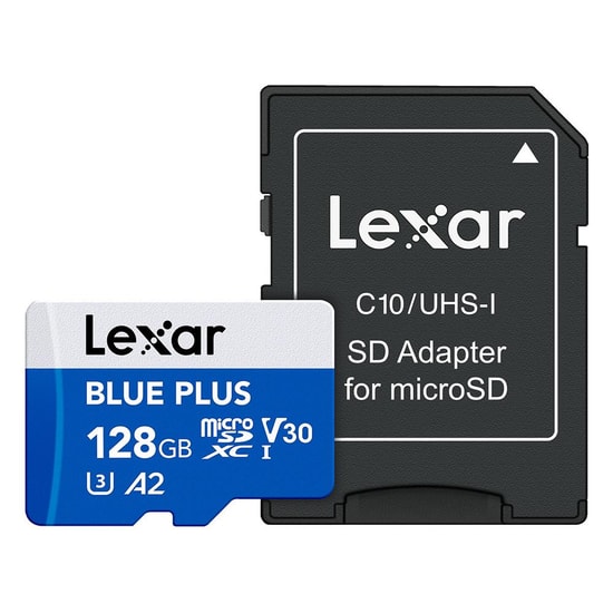 Lexar Blue Plus 128GB MicroSDXC Hafıza Kartı (LMSBLPL128G-BNANG) - 170MB/s, UHS-I, Class 10, A2, V30, U3, 4K Uyumlu