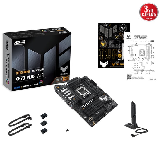 ASUS TUF GAMING X870-PRO WIFI7 W NEO AMD X870 Anakart - AM5, DDR5 9600 MHz, 4xM.2, USB4, WiFi 7, 5Gb LAN, ATX