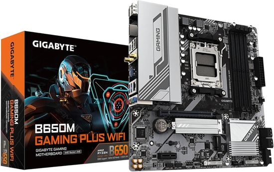 GIGABYTE B650M Gaming Plus WiFi Oyuncu Anakart - AM5, DDR5 8000MHz OC, M.2, Wi-Fi, DP/HDMI, USB-C, Micro ATX