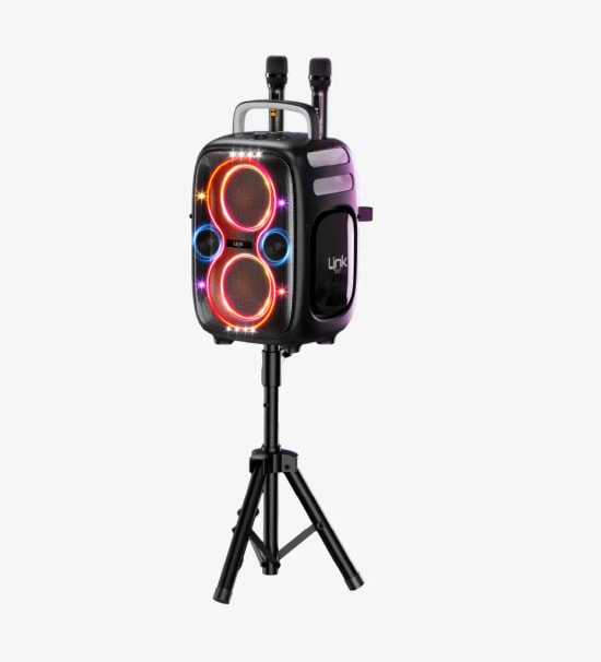 Linktech M427 Premium Çift Mikrofonlu 650W Ekstra Bas Bluetooth Hoparlör - Auracast/TWS, RGB, USB, SD Kart, AUX, IPX5