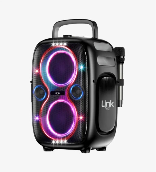 Linktech M427 Premium Çift Mikrofonlu 650W Ekstra Bas Bluetooth Hoparlör - Auracast/TWS, RGB, USB, SD Kart, AUX, IPX5
