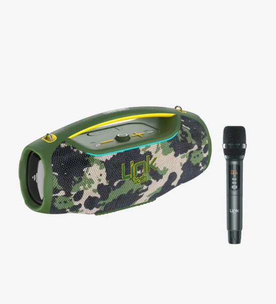 Linktech M426 Premium 450W Ekstra Bas RGB Kamuflaj Bluetooth Hoparlör - Mikrofonlu, TWS, USB, TF Kart, AUX, LPS-M426