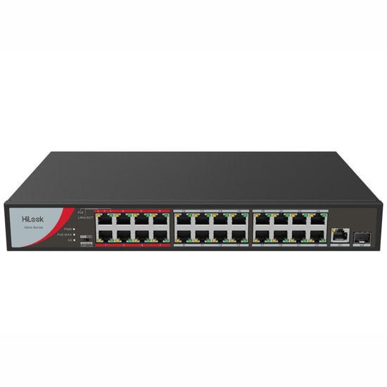 HiLook NS-0326P-230(B) (301801554) 26 Port PoE Switch - 24 PoE Port, 230W, Gigabit Uplink, SFP, 250m, Metal Kasa