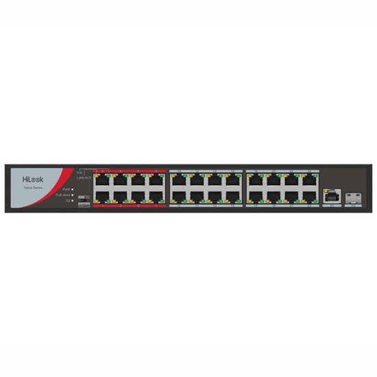 HiLook NS-0326P-230(B) (301801554) 26 Port PoE Switch - 24 PoE Port, 230W, Gigabit Uplink, SFP, 250m, Metal Kasa