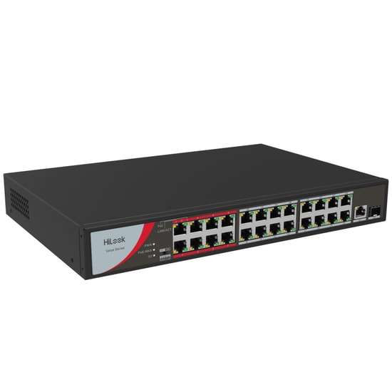 HiLook NS-0326P-230(B) (301801554) 26 Port PoE Switch - 24 PoE Port, 230W, Gigabit Uplink, SFP, 250m, Metal Kasa
