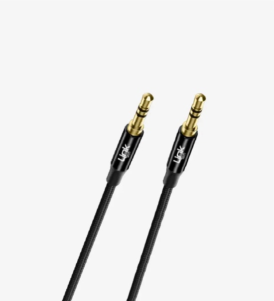 LinkTech LCA-A584 AUX to AUX Kablosu - 1000mm Örgülü, 3.5mm Metal Jaklı, Güçlü ve Dayanıklı, Yüksek Kaliteli Ses İletimi