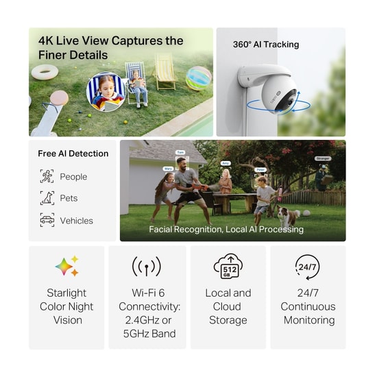 TP-Link Tapo C560WS 3MP 4K Dış Ortam Pan/Tilt Güvenlik Kamerası - 3.2mm Lens, 30m Gece Görüşü, WiFi, IP66 Su Geçirmez