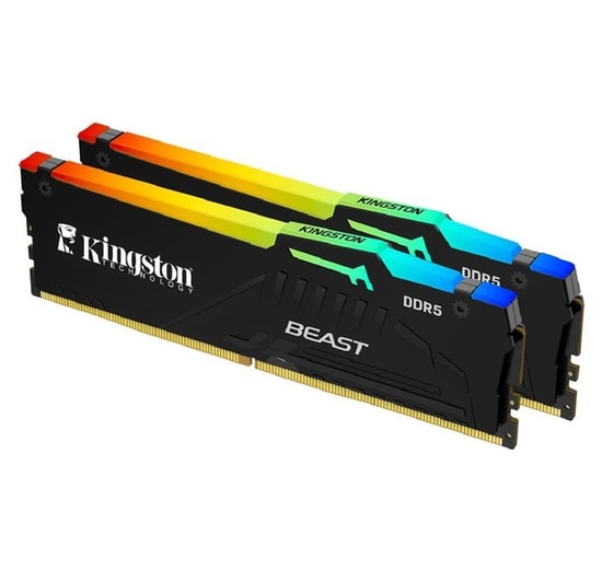 Kingston Fury Beast 64GB (2x32GB) 6000MHz DDR5 RGB Ram (KF560C30BBEAK2/64) - CL30, Siyah Soğutuculu, 1.4V, EXPO Destekli