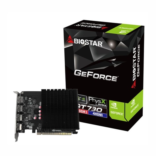 Biostar GeForce GT 730 4GB DDR3 Ekran Kartı (VN7313TH41) - 128 Bit, 4x HDMI, 900MHz GPU, PCI Express 2.0, DirectX 12