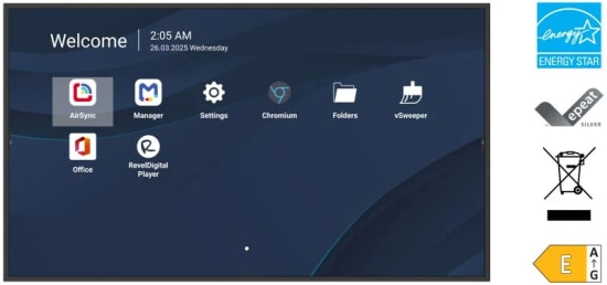 ViewSonic CDE6514-2C 65" 4K UHD Kurumsal Ekran - 500 Nit, 7/24, Android 14, ProAV Entegrasyonu, USB Medya