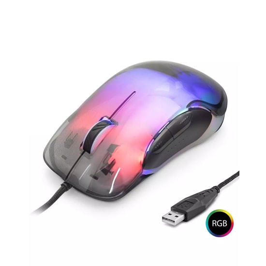 Hadron Nodar Good Pro G702 Şeffaf Oyuncu Mouse (NT-116910) - 7200 DPI, 1000Hz RGB, 6 Tuşlu, Ergonomik Tasarım